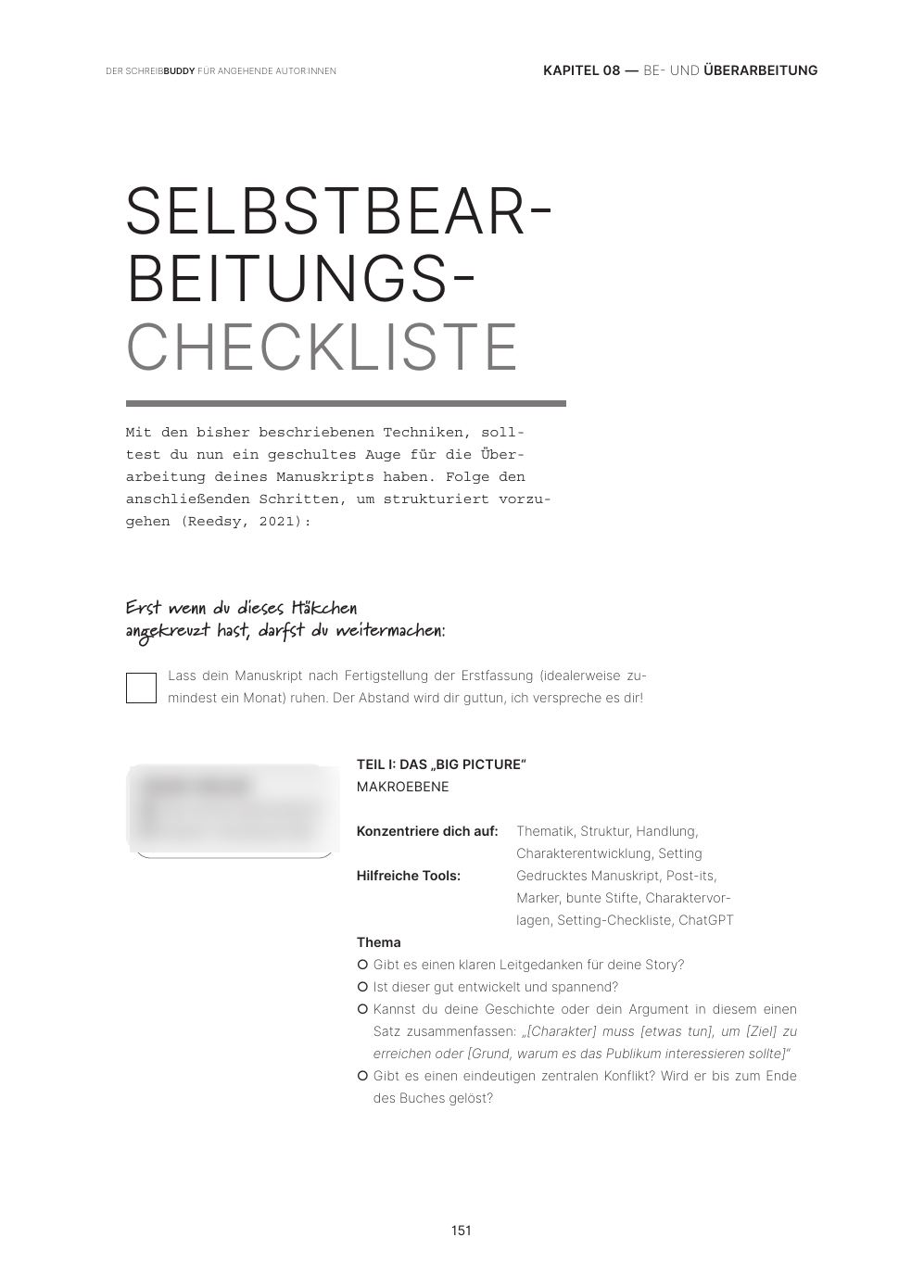 Teil 2: Selbstbearbeitungs-Checkliste – Beispielseite aus dem STORYBOOK