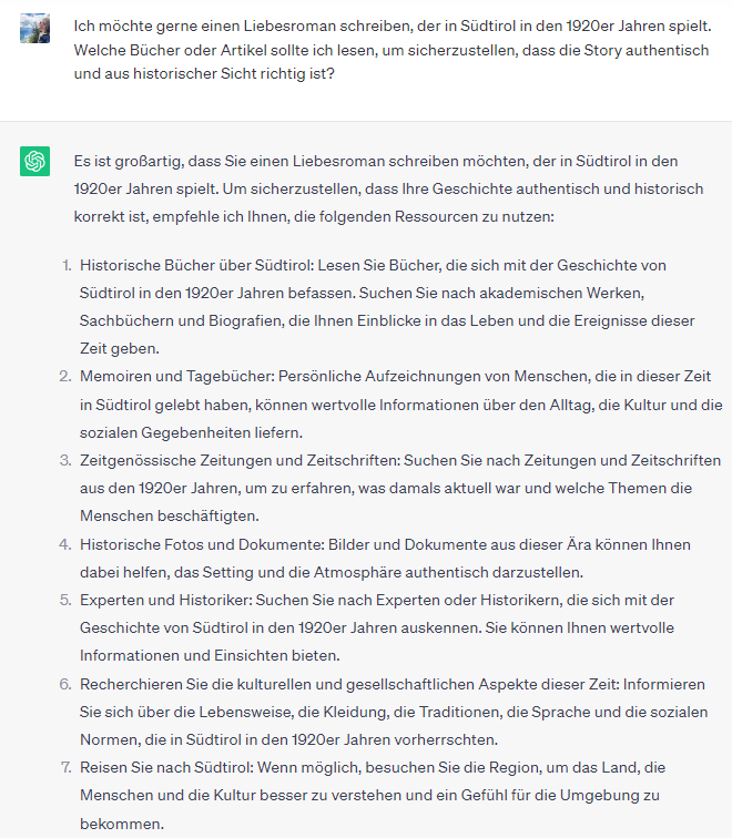 ChatGPT Recherche für Details zu einem Buch-Thema