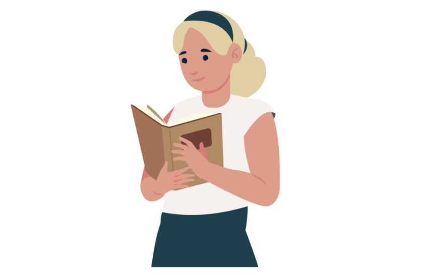 Grafik: Frau mit Buch